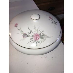 Beautiful Golden Rose Fine China Royal Duchess Round Covered Serving Dish Bowl